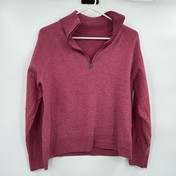 Woolx Sweaters - Woolx Womens Collins Half Zip Merino Wool Sweater Size M Pink Classic Casual